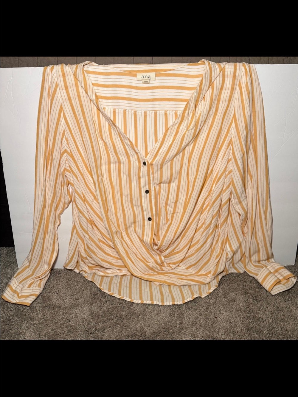a.n.a Striped Wrap-Front Blouse in Yellow Striped Top